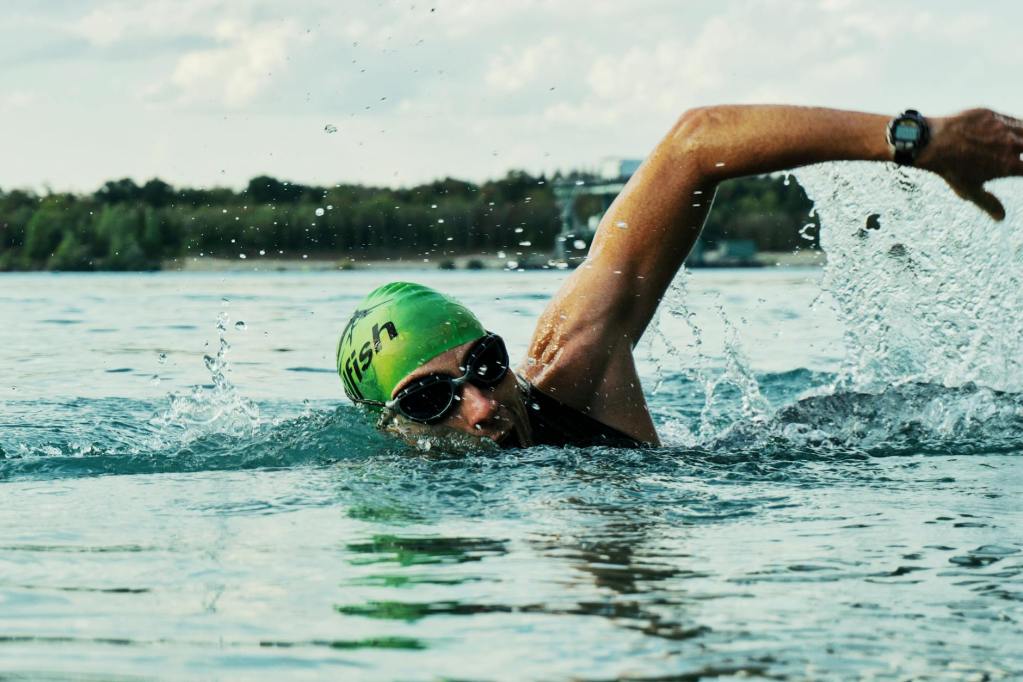 person swimming on body of water